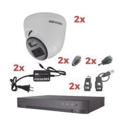 Kit Audio Bidireccional TurboHD 1080p / DVR 4 Canales / 2 Cámaras Eyeball (Exterior) con Bocina y Microfóno Integrado