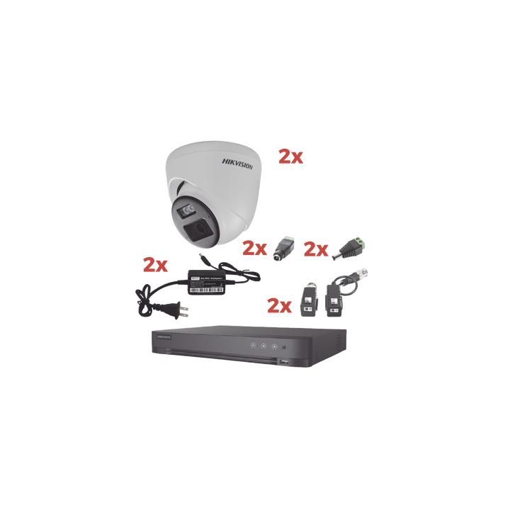 Kit Audio Bidireccional TurboHD 1080p / DVR 4 Canales / 2 Cámaras Eyeball (Exterior) con Bocina y Microfóno Integrado