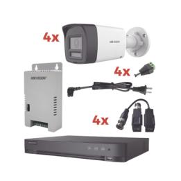 Kit Audio Bidireccional TurboHD 1080p / DVR 4 Canales / 4 Cámaras Bala (Exterior) con Bocina y Microfóno Integrado /