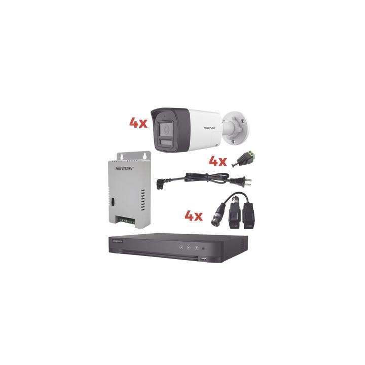 Kit Audio Bidireccional TurboHD 1080p / DVR 4 Canales / 4 Cámaras Bala (Exterior) con Bocina y Microfóno Integrado /