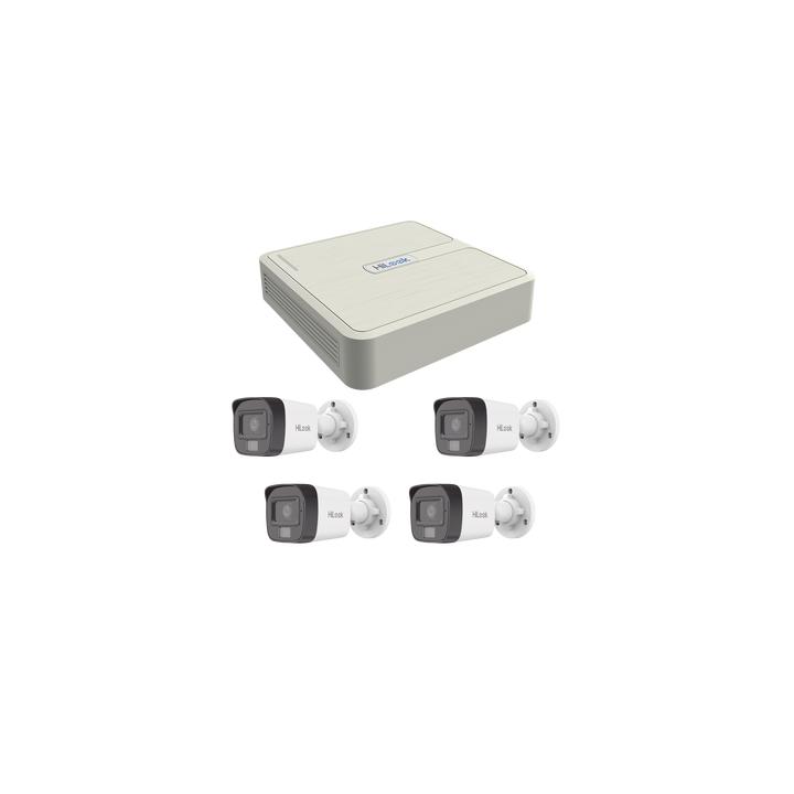 Kit IP 4 Megapixel / NVR de 4 Canales con 4 Puertos PoE / 4 Cámaras IP Dual Light con Micrófono Integrado / Bala para