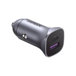 Cargador de Auto 30W | 2 Puertos USB-A y USB-C | Carga Rápida | Compatible con Vehículos de 12 y 24 VCD | PD3.0,