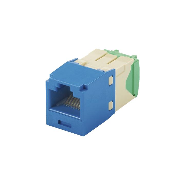 Conector Jack RJ45 Estilo TG, Mini-Com, Categoría 6, de 8 Posiciones y 8 Cables de Calibre 28/30 AWG, Color Azul