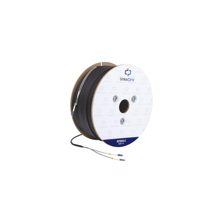 Carrete de Fibra Óptica Monomodo con Conectores LC-LC Duplex, Reforzada con Kevlar, de 300 Metros (984.25 Pies), Para