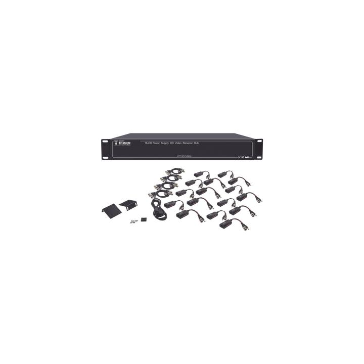 Kit de TRANSCEPTOR ACTIVO DE 16 Canales / VIDEO+PODER en un solo Cable UTP / 150m en 4K, 200m en 5 MP/ Envía 36 Vcc y
