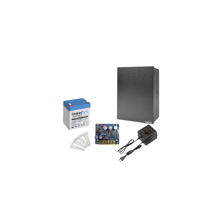 Kit con fuente PLB3 con salida de 12 Vcc a 4 Amper, incluye transformador y batería de 12 V a  5.5 Amper