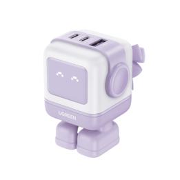 Cargador RobotGaN de 65W Serie UNO | 3 Puertos de Carga Rápida | 2 USB-C | 1 USB-A | PD 3.0 | QC 4.0 | Carga