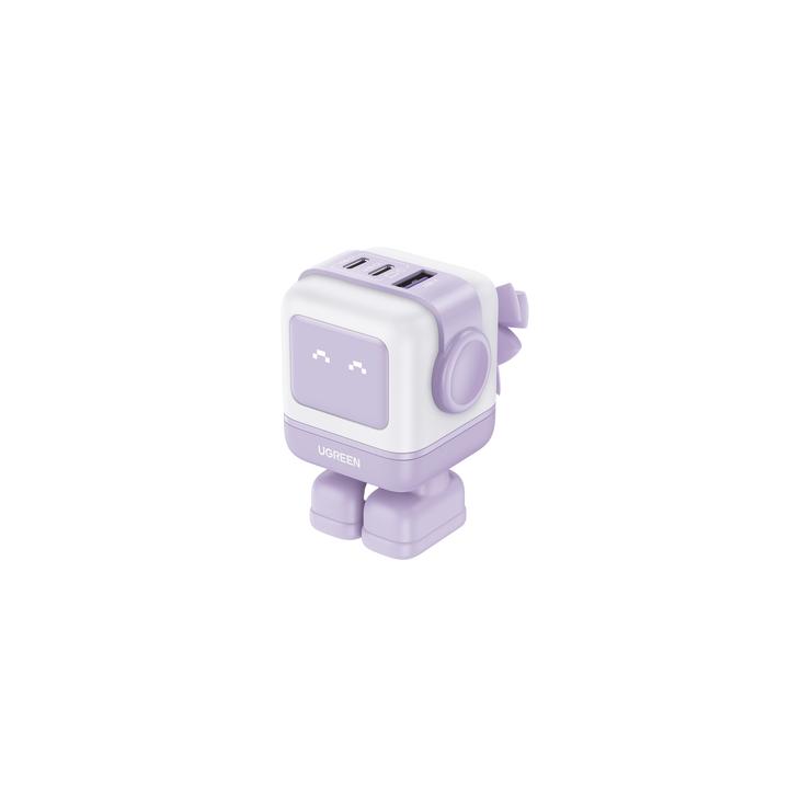 Cargador RobotGaN de 65W Serie UNO | 3 Puertos de Carga Rápida | 2 USB-C | 1 USB-A | PD 3.0 | QC 4.0 | Carga
