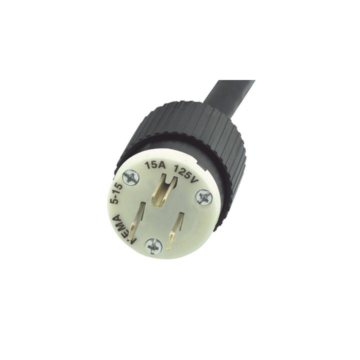 Clavija Negra 15 A 125 V CA 2 Polos 3 Hilos (NEMA 5-15P).