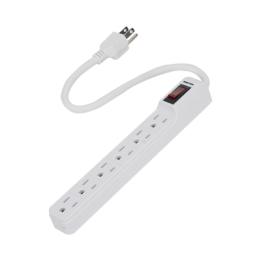 Multicontacto con cable 30 cm. 6 tomas 127 Vca línea, tierra, neutro 15 A max.