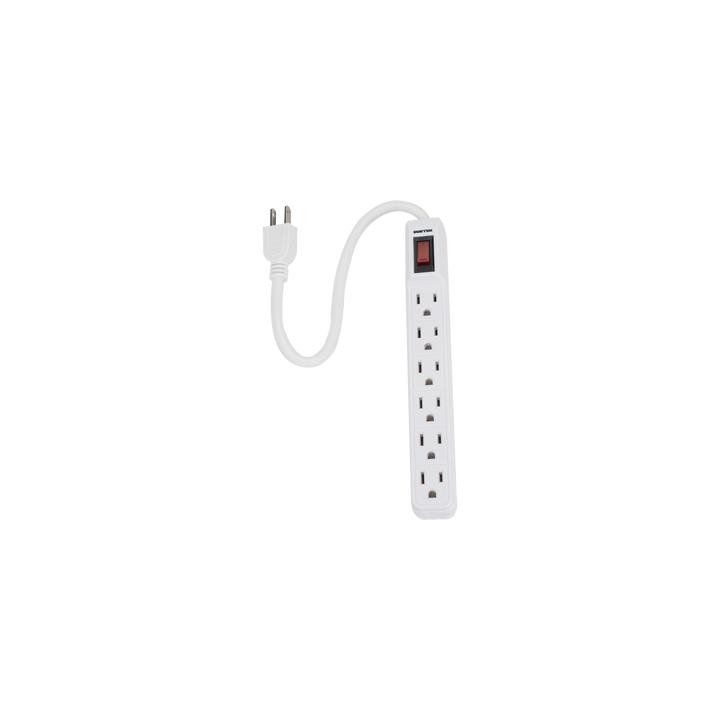 Multicontacto con cable 30 cm. 6 tomas 127 Vca línea, tierra, neutro 15 A max.