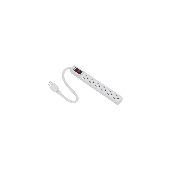 Multicontacto con cable 30 cm. 6 tomas 127 Vca línea, tierra, neutro 15 A max.