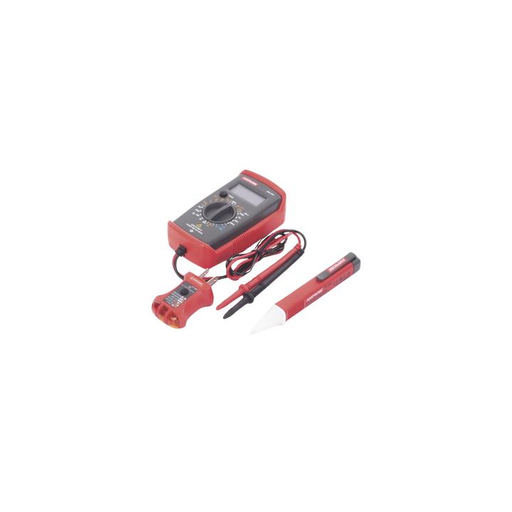 KIT Básico 3 en 1 con Multímetro Digital + Detector de Tensión sin Contacto + Comprobador de Fase GFCI