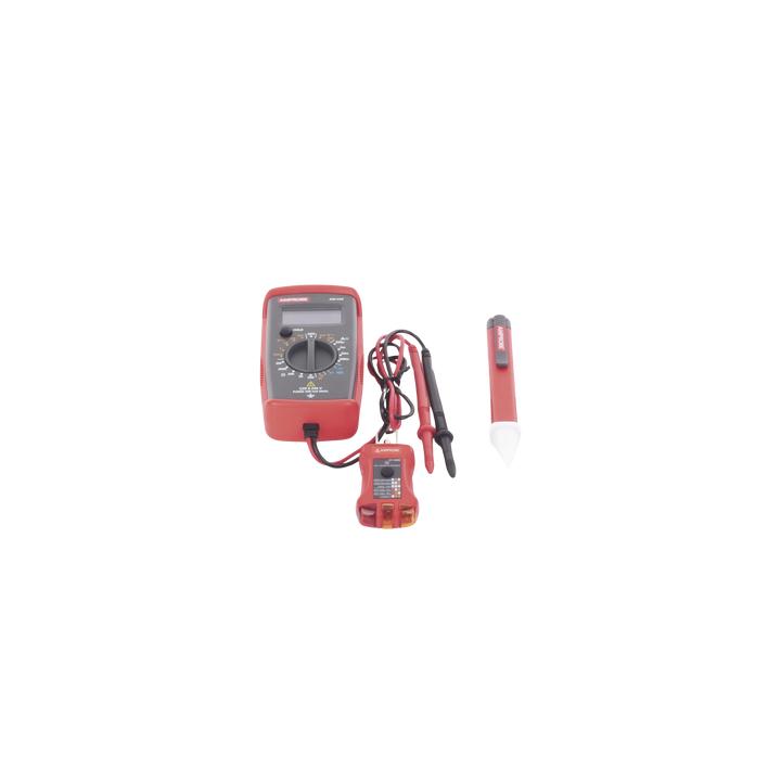 KIT Básico 3 en 1 con Multímetro Digital + Detector de Tensión sin Contacto + Comprobador de Fase GFCI