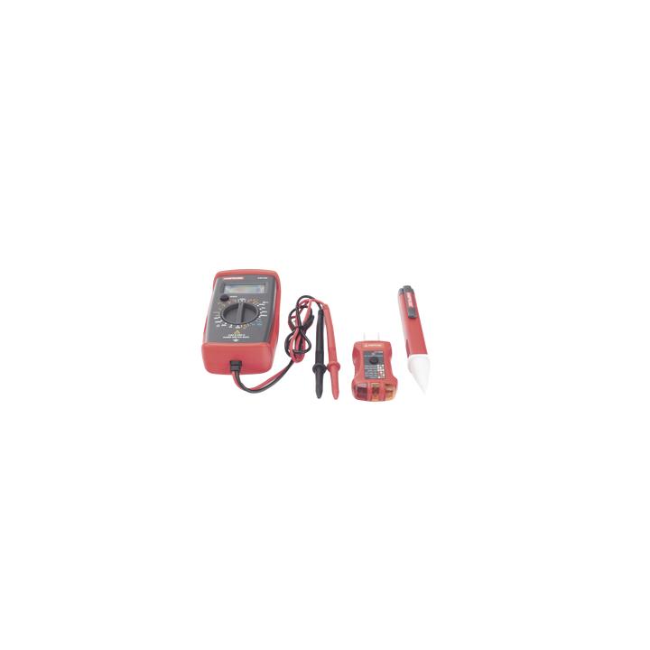 KIT Básico 3 en 1 con Multímetro Digital + Detector de Tensión sin Contacto + Comprobador de Fase GFCI