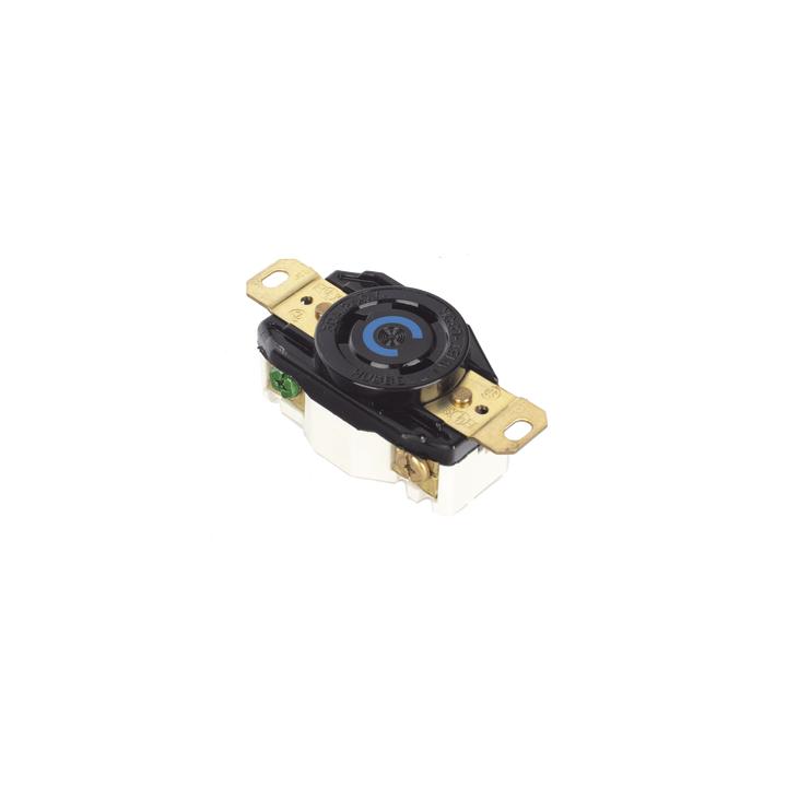 Receptáculo de Media Vuelta Industrial 30 A 250 V CA 2 Polos 3 Hilos (Nema L6-30R) Color Negro.