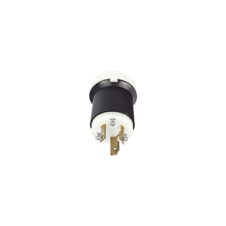Clavija Industrial con Bloqueo de Media Vuelta / 30 A 250 V CA / 2 Polos 3 Hilos / Color Blanco y Negro / Nema L6-30P.