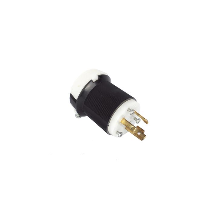 Clavija Industrial con Bloqueo de Media Vuelta / 30 A 250 V CA / 2 Polos 3 Hilos / Color Blanco y Negro / Nema L6-30P.