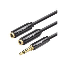 Cable Adaptador/Divisor de Audio de 3.5mm Macho a 2 Terminales de 3.5mm Hembra / 25 cm de Longitud / Cable TPE / Color