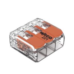 Borne de Conexión con Palancas / 3 Conductores / Carcasa Transparente / Tecnología CAGE CLAMP® / 4 mm² (12 AWG) /