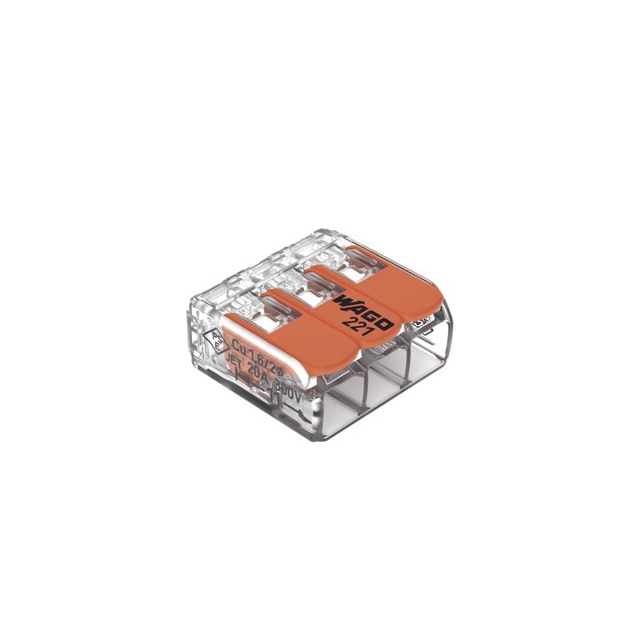 Borne de Conexión con Palancas / 3 Conductores / Carcasa Transparente / Tecnología CAGE CLAMP® / 4 mm² (12 AWG) /