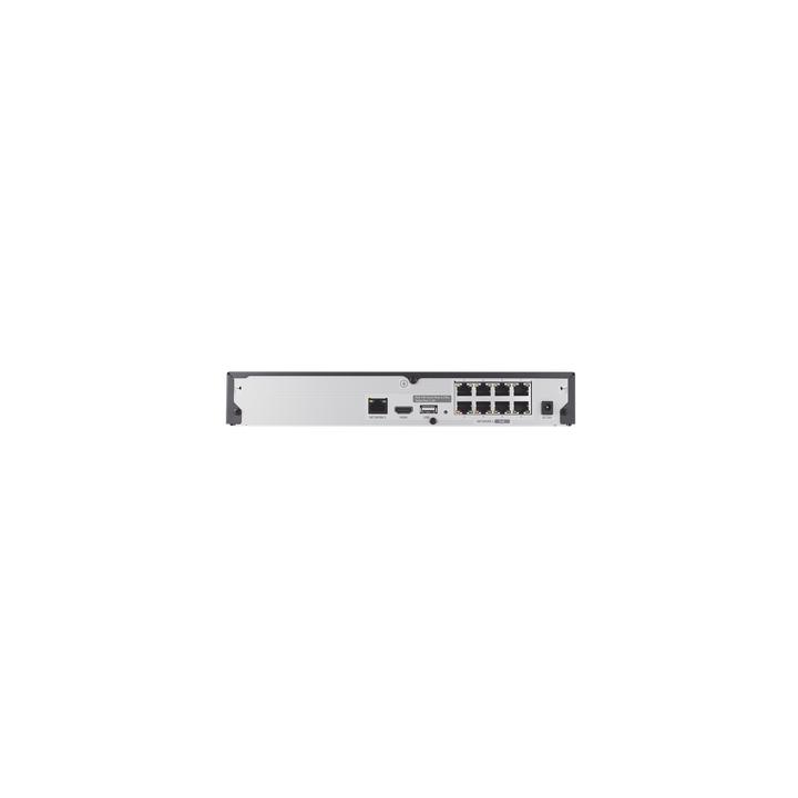 NVR 8 canales soporta hasta 8MP / H.265 / P2P Wisenet / 8 puertos PoE Plug and Play.