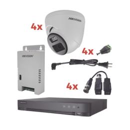 Kit Audio Bidireccional TurboHD 1080p / DVR 4 Canales / 4 Cámaras Eyeball (Exterior) con Bocina y Microfóno Integrado