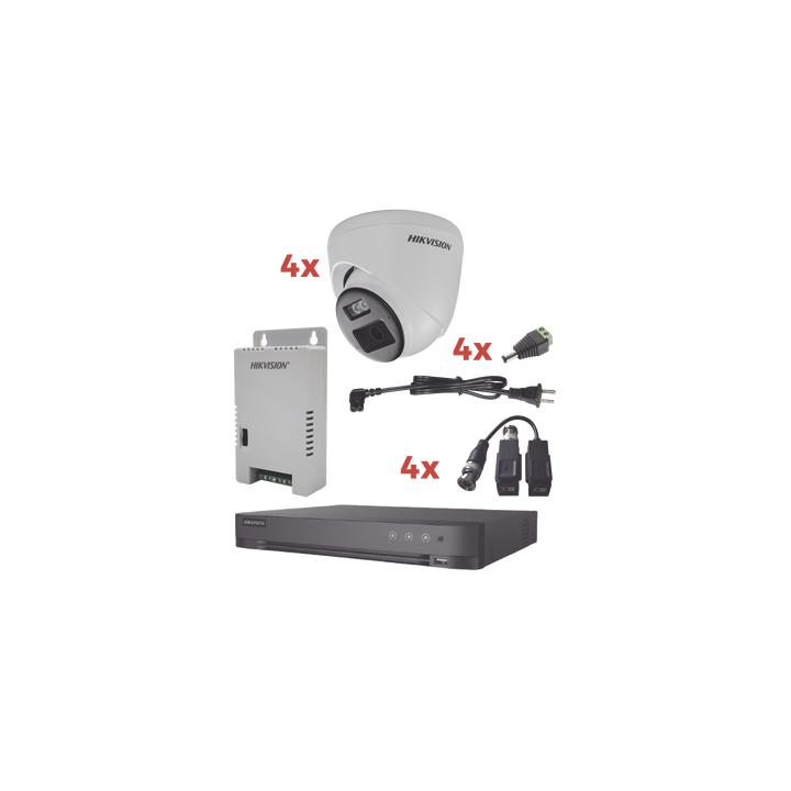 Kit Audio Bidireccional TurboHD 1080p / DVR 4 Canales / 4 Cámaras Eyeball (Exterior) con Bocina y Microfóno Integrado