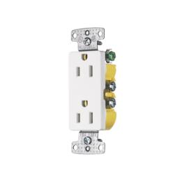 Contacto Duplex Decorador 15A 125V, 2 Polos, 3 Hilos, Color  Blanco (Nema5-15R).