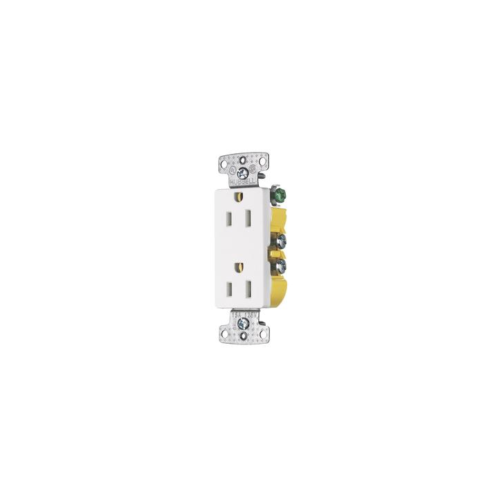 Contacto Duplex Decorador 15A 125V, 2 Polos, 3 Hilos, Color  Blanco (Nema5-15R).