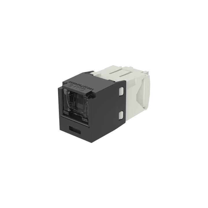 Conector Jack RJ45 Estilo TG con Ventana, Mini-Com, Categoría 6, de 8 Posiciones y 8 Cables, Color Negro