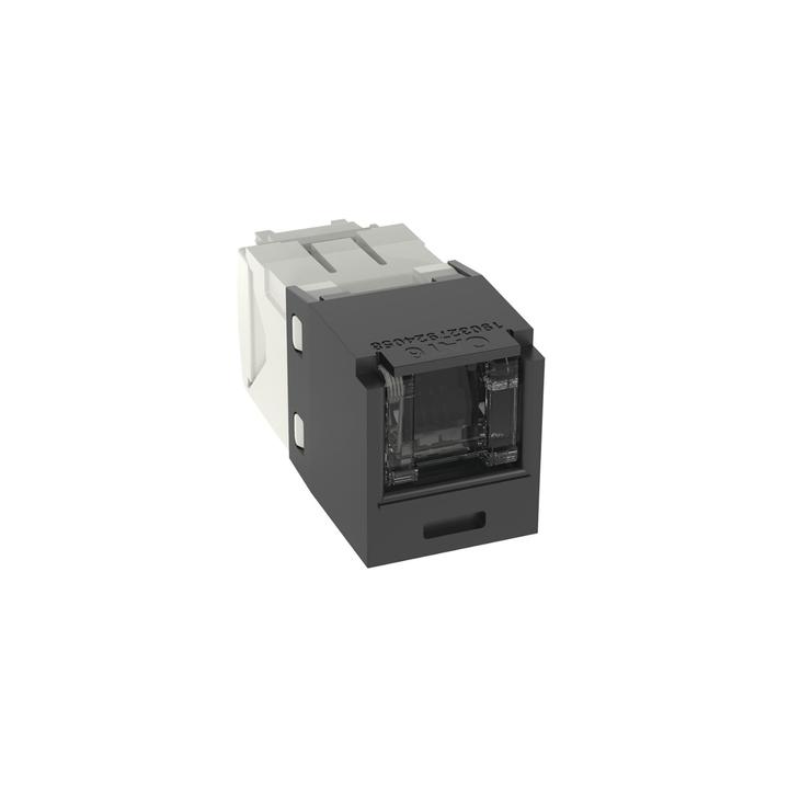 Conector Jack RJ45 Estilo TG con Ventana, Mini-Com, Categoría 6, de 8 Posiciones y 8 Cables, Color Negro