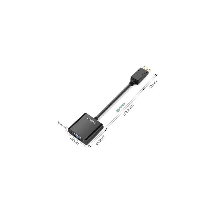 Convertidor DP Macho a VGA Hembra (Negro).