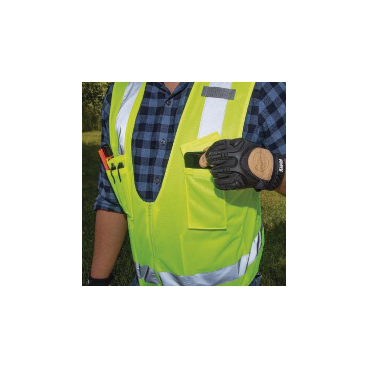 Chaleco de seguridad reflectante de alta visibilidad, mediano/grande. Con múltiples bolsillos de diferente capacidad