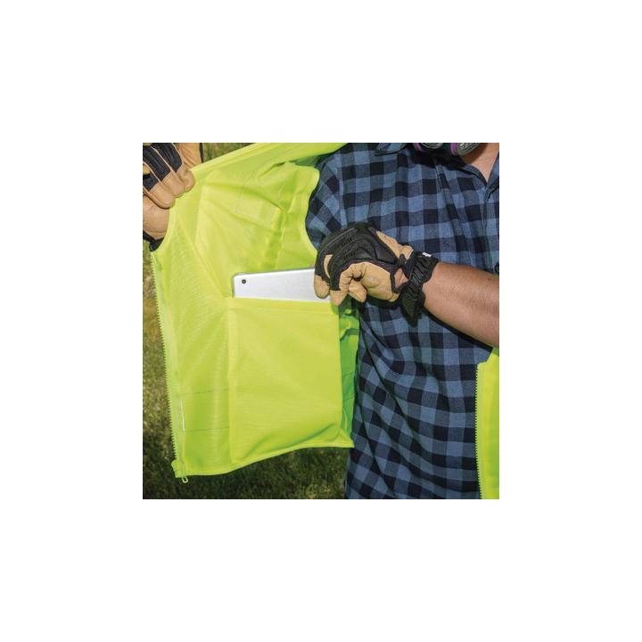 Chaleco de seguridad reflectante de alta visibilidad, mediano/grande. Con múltiples bolsillos de diferente capacidad