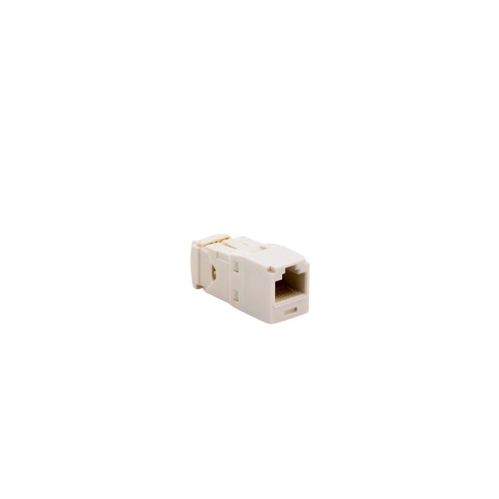 Conector Jack RJ45 Estilo TG, Mini-Com, Categoría 6, de 8 Posiciones y 8 Cables, Color Blanco Mate