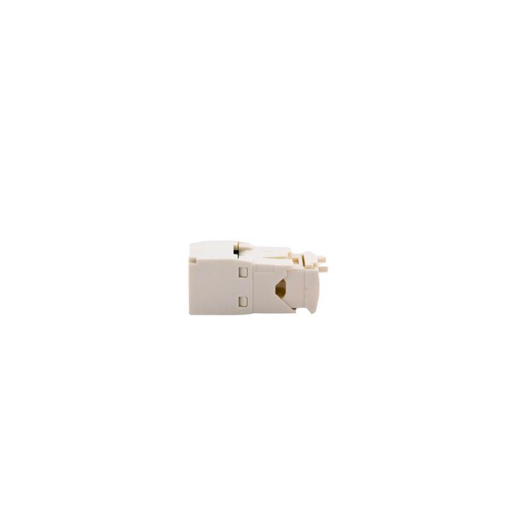 Conector Jack RJ45 Estilo TG, Mini-Com, Categoría 6, de 8 Posiciones y 8 Cables, Color Blanco Mate
