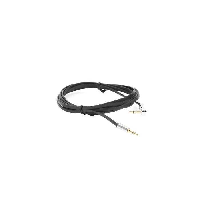 Cable Auxiliar Plano 2 Metros / Conector 3.5mm a 3.5mm / Macho-Macho / Recto a Angulo / Ángulo de 90° en una de sus