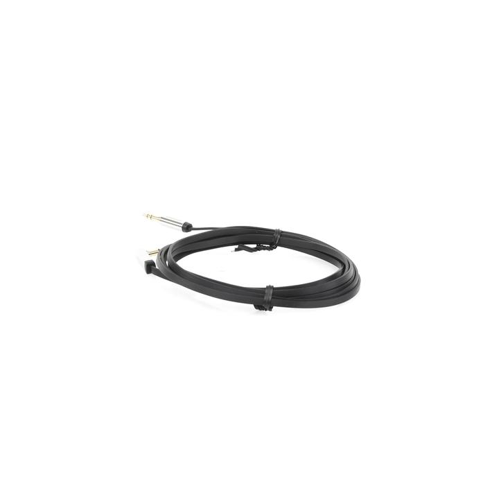 Cable Auxiliar Plano 2 Metros / Conector 3.5mm a 3.5mm / Macho-Macho / Recto a Angulo / Ángulo de 90° en una de sus