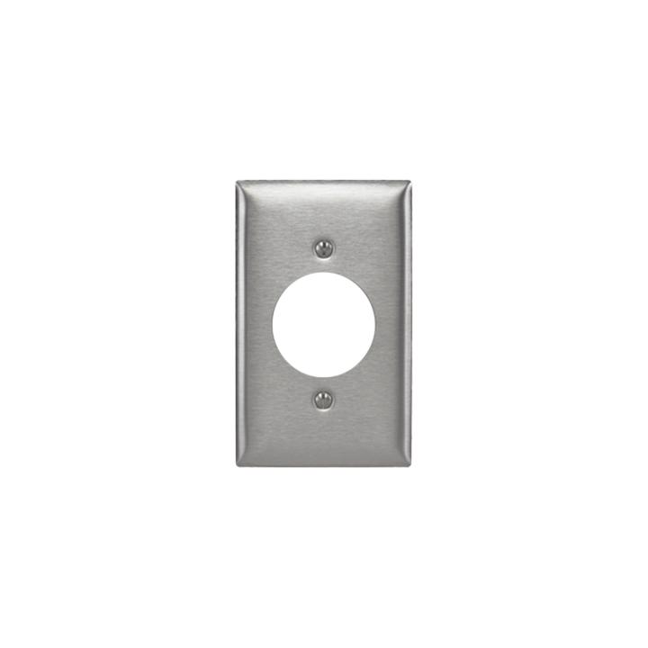 Placa para Receptaculo Sencillo 20 y 30 A de Media Vuelta/ 1.6" (40 mm) / Acero Inoxidable.