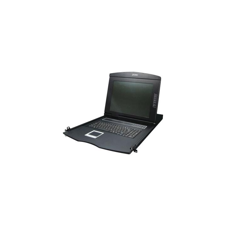 Switch KVM con Monitor de 17"con Teclado y Trackpad para Rack de 1U de Cuatro Postes, 8 Puertos VGA Para Acceder y