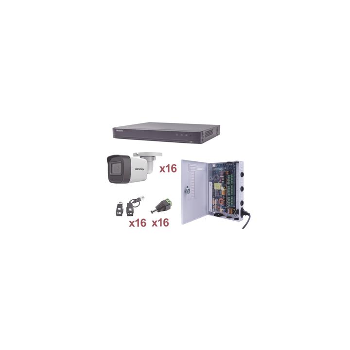 KIT TurboHD 1080p / DVR 16 Canales / 16 Cámaras Bala (exterior 2.8 mm) / Transceptores / Conectores / Fuente de Poder