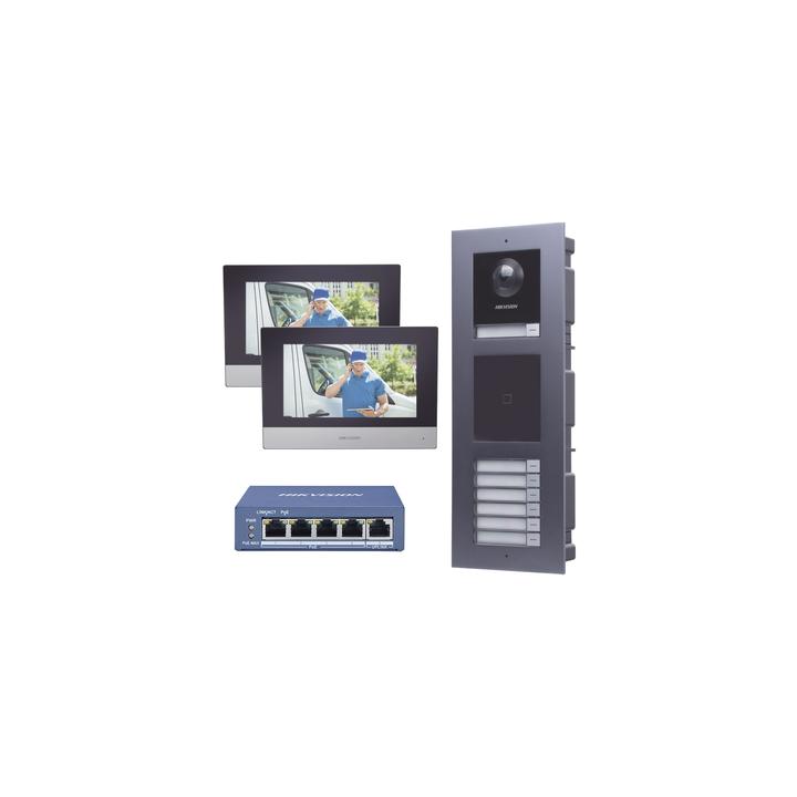 KIT de Videoportero IP para 7 DEPARTAMENTOS con llamada a App de Smartphone y Lector de Tarjetas EM / 2da Generación