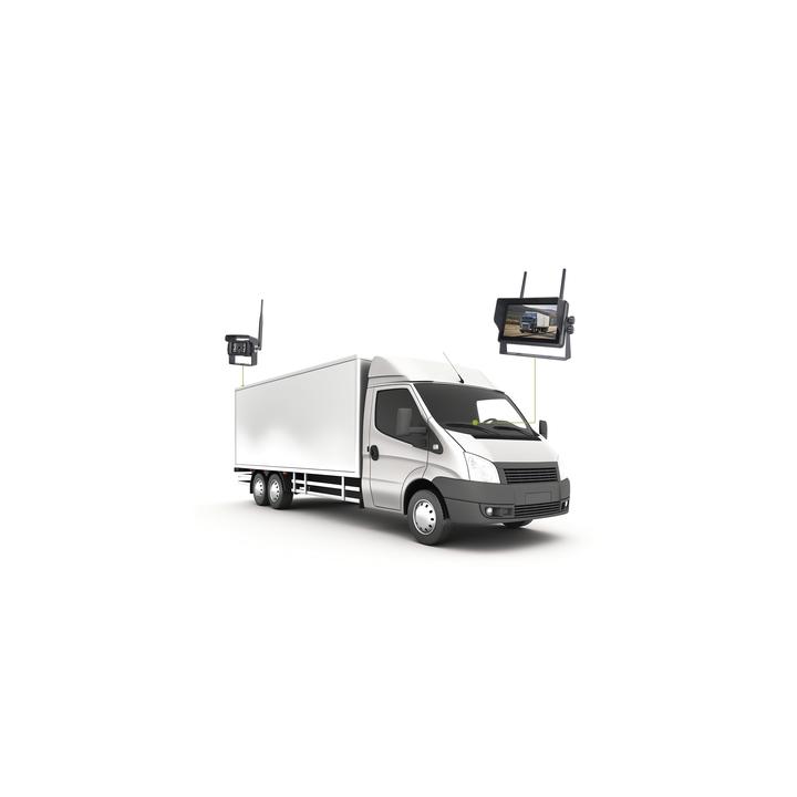 Sistema Profesional Inalámbrico de Cámara de Reversa Infrarroja y Monitor Touch de 7" para Vehículos de Trabajo y