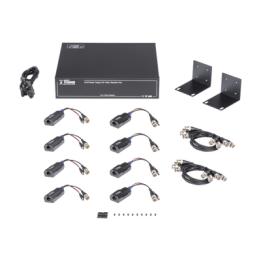Kit de TRANSCEPTOR ACTIVO DE 8 CANALES / VIDEO+PODER en un solo Cable UTP / 150 metros en 4K, 200 metros en 5 MP/
