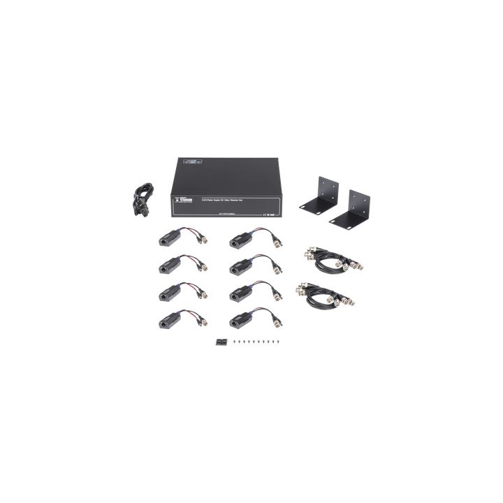 Kit de TRANSCEPTOR ACTIVO DE 8 CANALES / VIDEO+PODER en un solo Cable UTP / 150 metros en 4K, 200 metros en 5 MP/