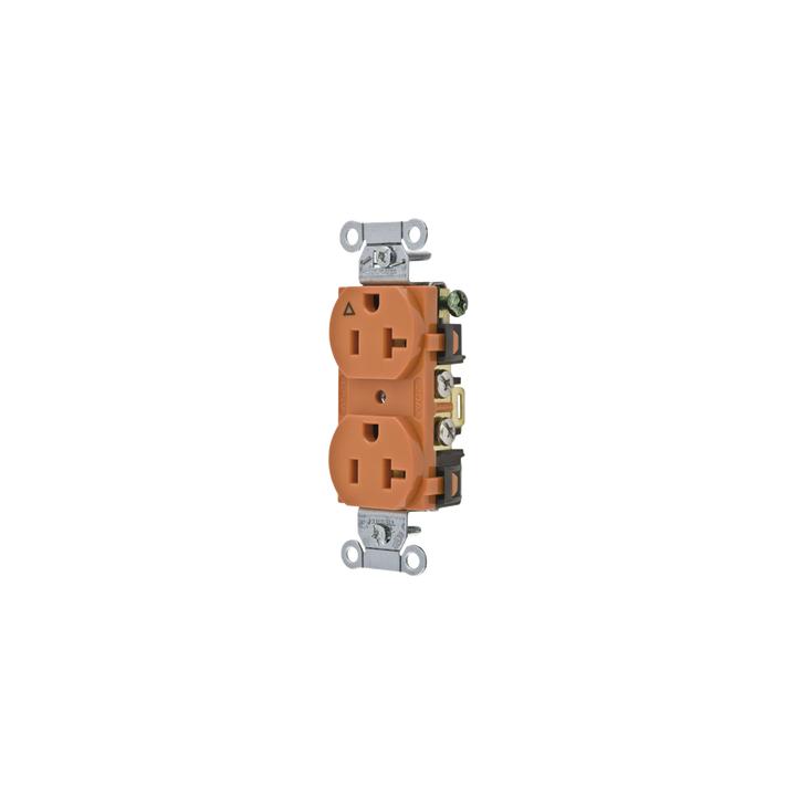 Contacto Dúplex Conexión a Tierra Aislada/ 20 A 125 V/ 2 polos 3 Hilos/ Color naranja/ Nema 5- 20R/ Grado Comercial.