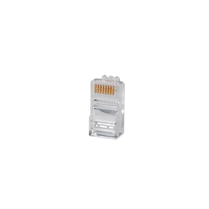 Plug RJ45 Cat5e, Para Cable UTP Calibre 22 a 26 AWG, Chapado en Oro de 50 Micras