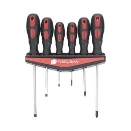 Juego de 6 desarmadores CrV con organizador y Mango Bicolor.