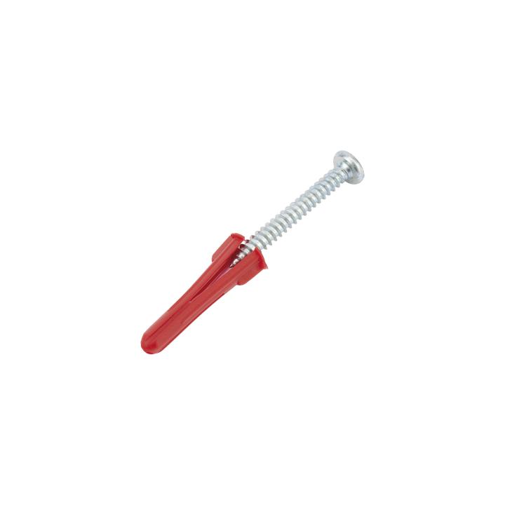 Paquete Con 10 Taquetes Rojos de 1/4" y 10 tornillos 10 x 1 1/2" (4.82 x 38 mm) (1103-05002)